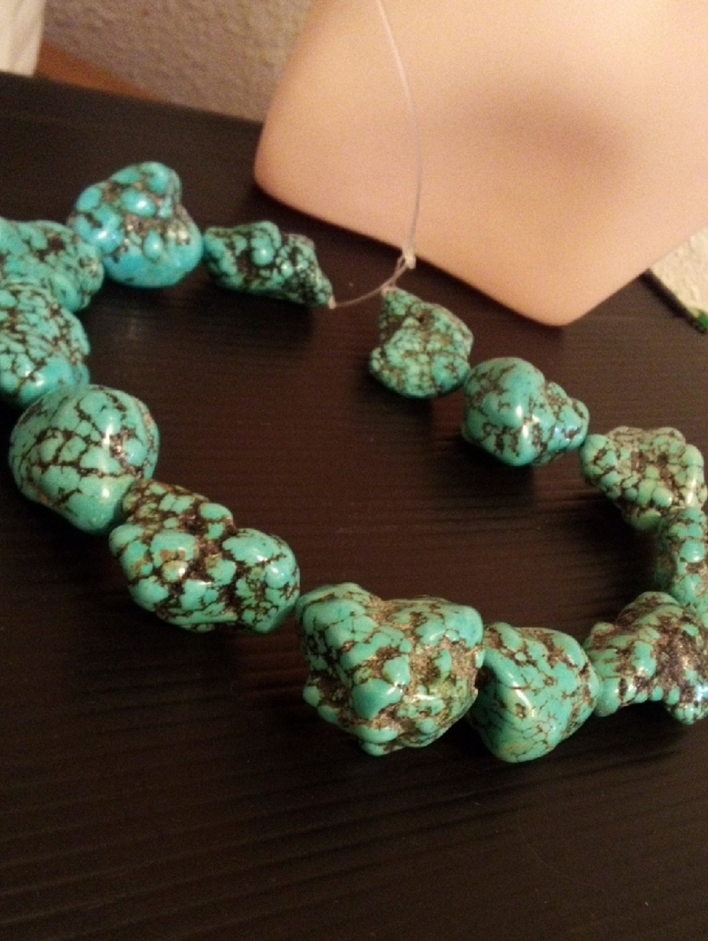 Real Turquoise Stone Necklace - Blue Green